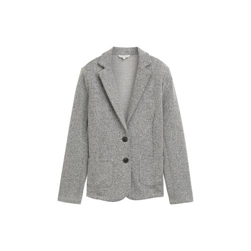 TOM TAILOR Damen Blazer mit Fischgrätenmuster, grau, Fischgrät, Gr. XXXL