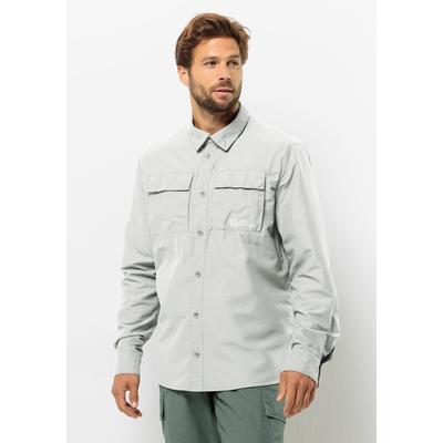 Langarmhemd JACK WOLFSKIN "BARRIER LS SHIRT M", Herren, Gr. M (50), Normalgrößen, grau (cool, grau), OBERSTOFF: 46% POLYAMID, 27% LYOCELL, 27% VISKOSE; Futter: 100% POLYESTER, Hemden Image