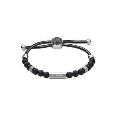 Armband DIESEL "Schmuck Edelstahl Armschmuck Beadarmband Zugarmband", schwarz (edelstahlfarben, schwarz), Armbänder, Ede