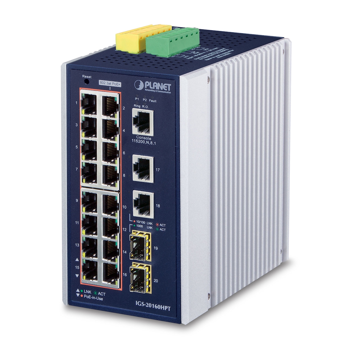 Planet IGS-20160HPT - Managed - L2/L3 - Gigabit Ethernet (10/100/1000) - Vollduplex - Power over Ethernet (PoE) - Wandmontage Image