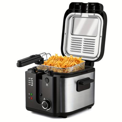 TEMU Deep Fryer With Basket, 1500w Electric Deep Fryers For Home Use With Temperature Control, Removable Lid And 2.5l Inner Pot Easy To Clean