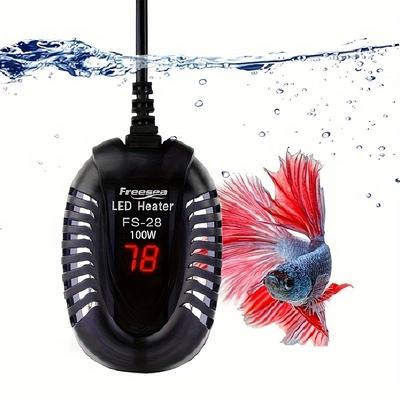 TEMU Freesea Aquarium Fish Heater: 100w Small Submersible Turtle Heater With Adjustable Temperature External Controller For Betta | Saltwater | Freshwater | 10 Gallon, Without Battery