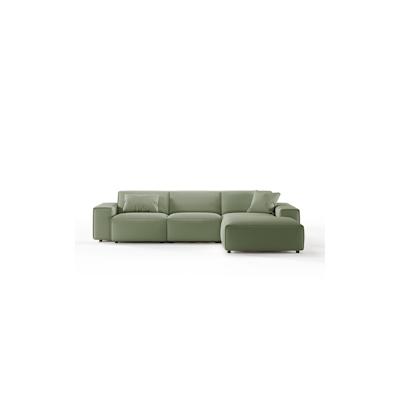 KAWOLA Sofa RANI Ecksofa Cord olivgrün Recamiere rechts