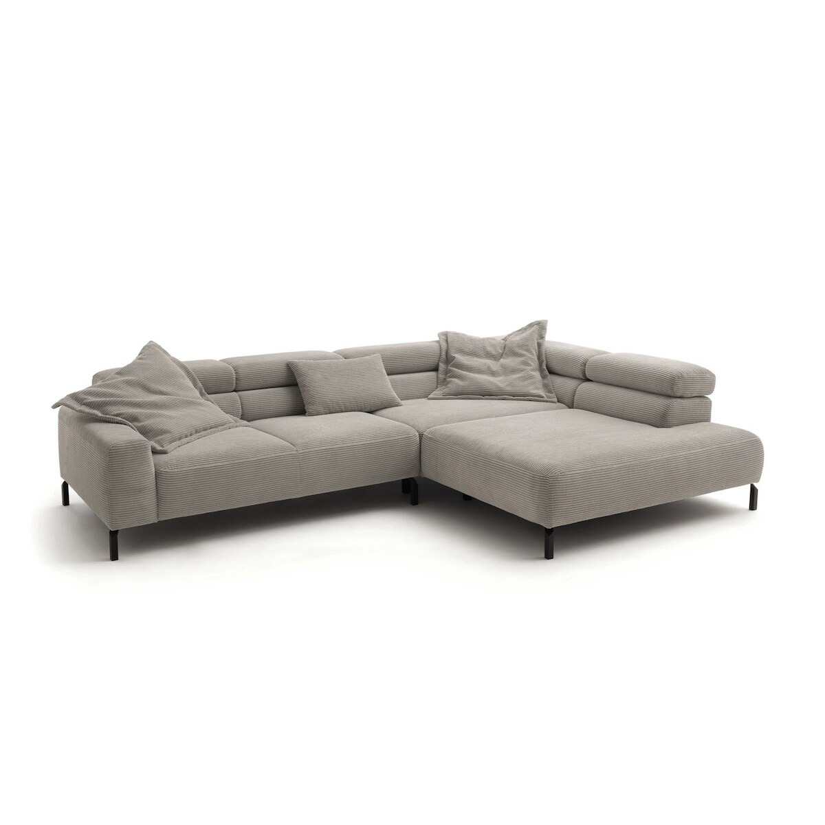 KAWOLA Sofa DELIA Ecksofa XL Cord steingrau Recamiere rechts Image
