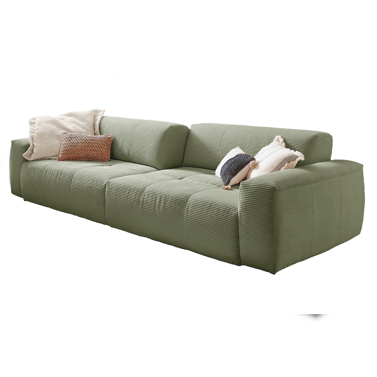 KAWOLA Big Sofa PALACE 3-Sitzer mit Sitztiefenverstellung Cord olivgrün Image