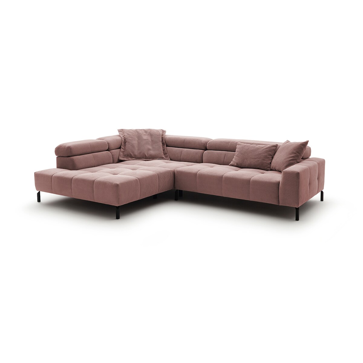 KAWOLA Sofa OHIO Ecksofa Feincord rosa Recamiere links Image
