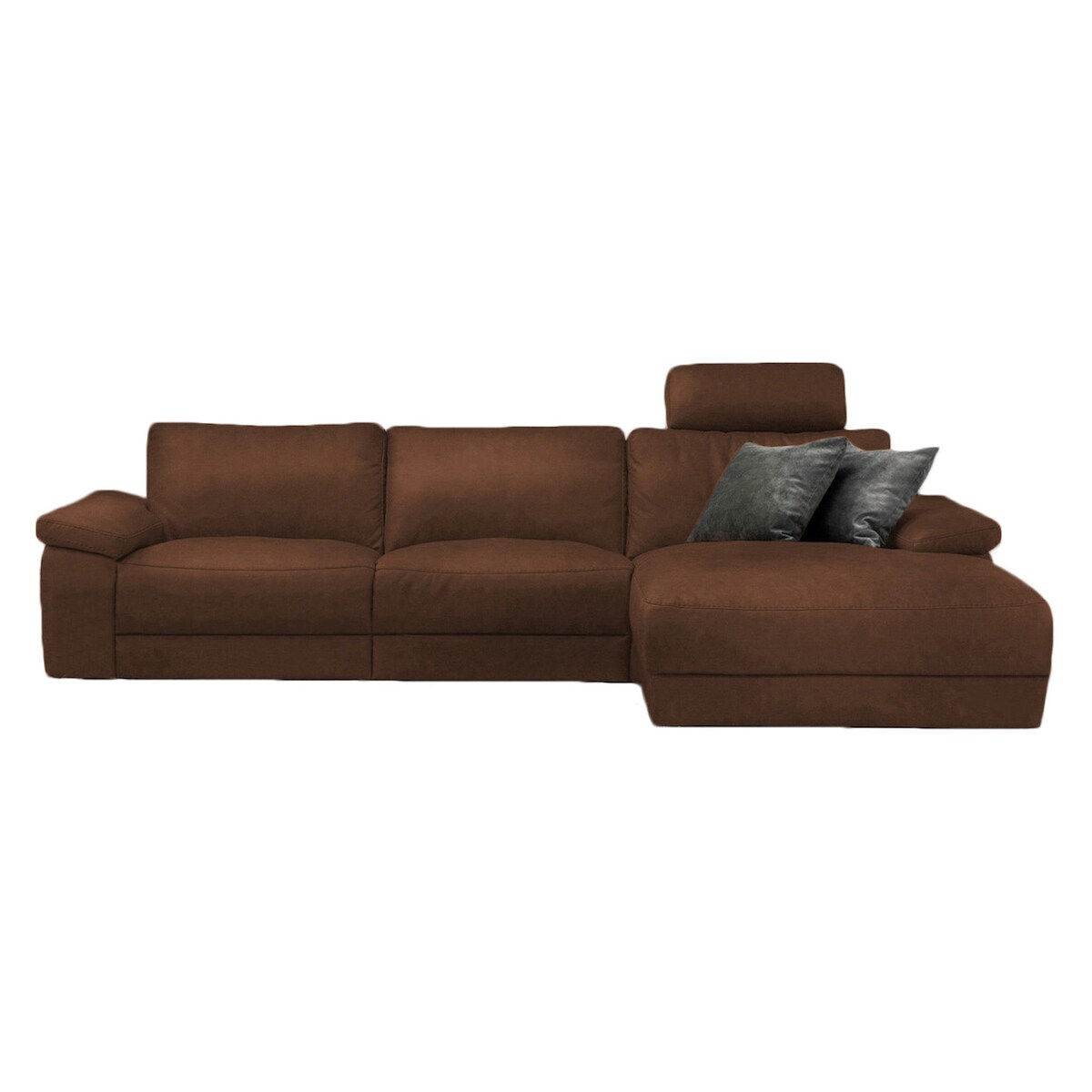 KAWOLA Sofa LOLA Ecksofa XL Leder braun mit motorischer Relaxfunktion Recamiere rechts Image