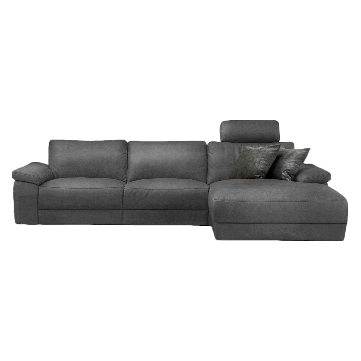 KAWOLA Sofa LOLA Ecksofa XL Stoff grau mit motorischer Relaxfunktion Recamiere rechts Image