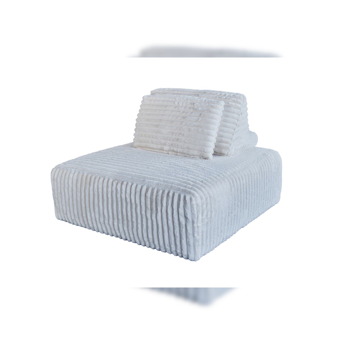 KAWOLA Hocker WIOLO SOFT Polsterhocker mit Rückenkissen Weicher Breitcord cremeweiß Image