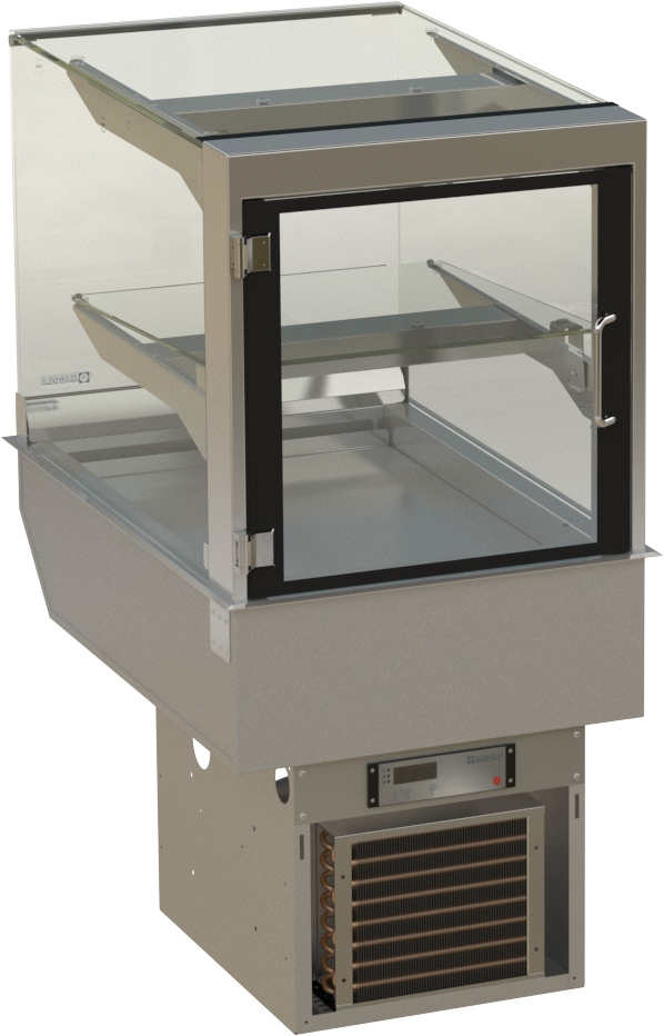 Showcase "Stockholm" eckig, für 1 KB, 2 Auslagen 530x510/200+325x792mm (BxHxT), Drehtür links steckerfertig mit Transporthalterung Image