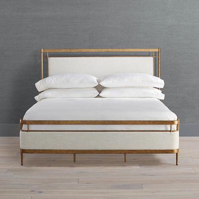 Angelina Bed - Antiqued Textured Brass, Ivory Linen Parks Performance, King - Frontgate