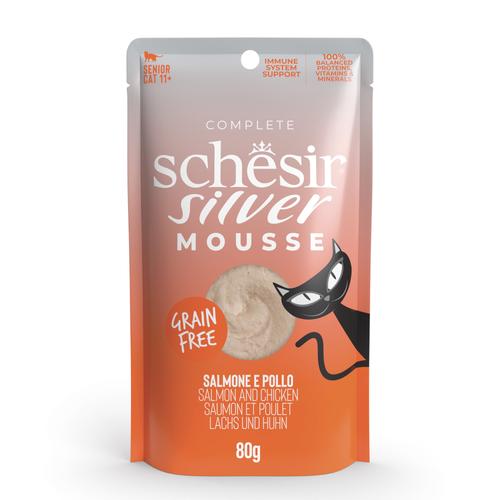 12x80g Schesir Silver Mousse Lachs und Huhn Katzensnacks