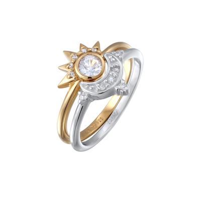 Elli Set Mond Sonne Zirkonia 925 Sterling Silber vergoldet 58 Damen Image
