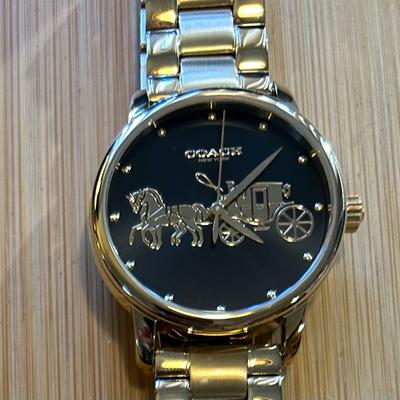 Coach Accessories | Coach Business Grand Watch 36mm Black & Golden Face & Black Breclet. | Color: Black/Gold | Size: Os