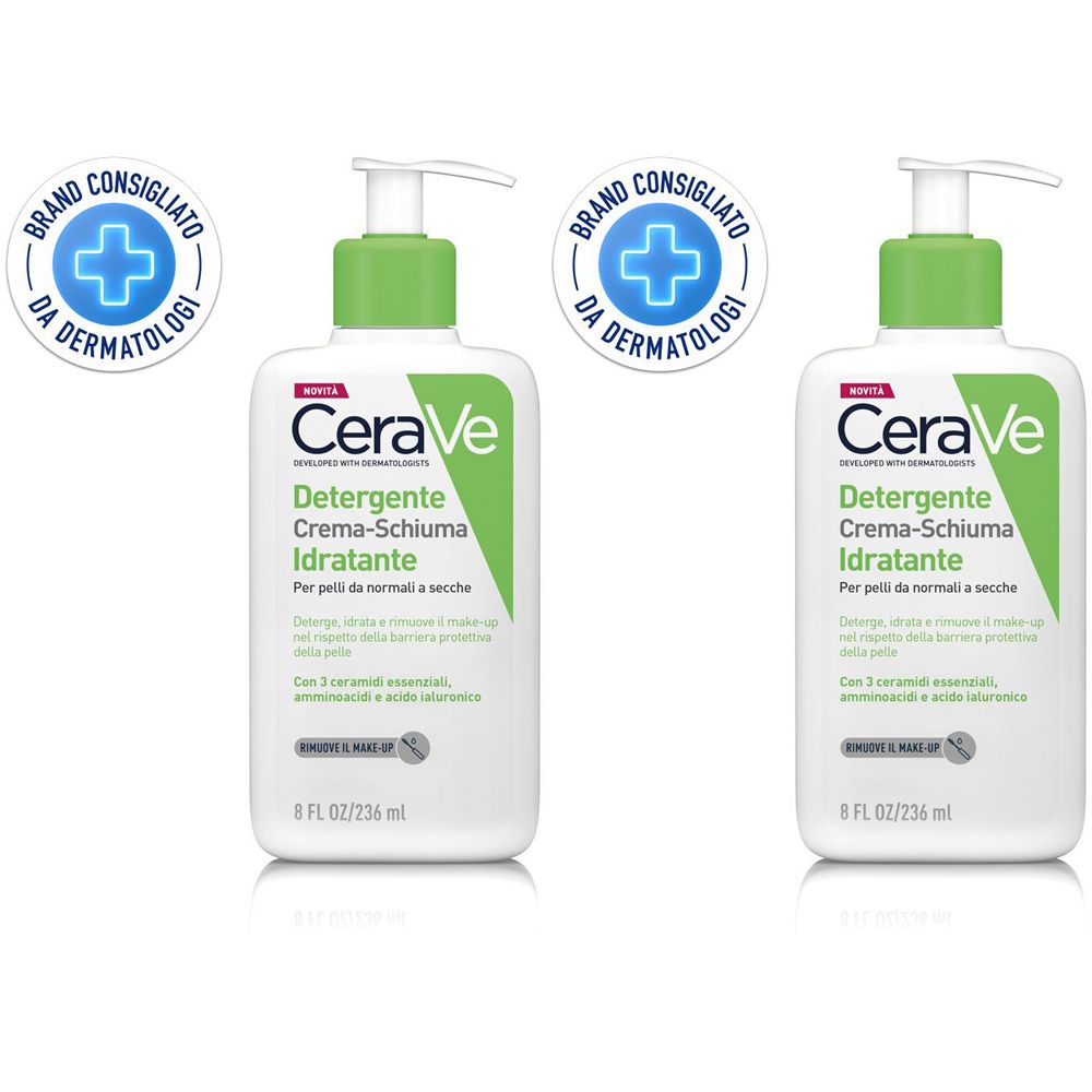 CeraVe Detergente crema-schiuma idratante Deterge ed Idrata. Con 3 cer