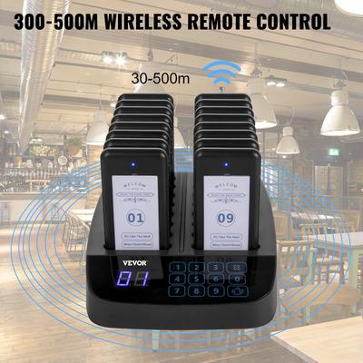 F101 Restaurant Pager System 16 Pagers, Max 98 Beepers Wireless Calling System, for Church, Nurse,Hospital & Hotel