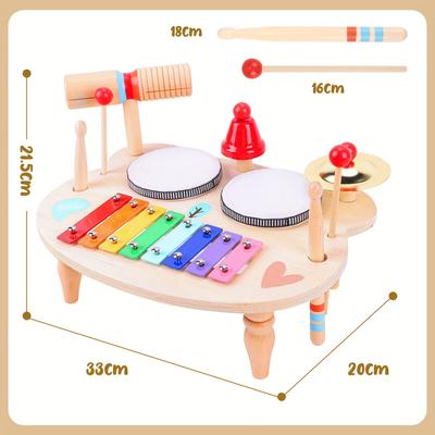 TEMU Kids Drum Kit, Baby Drum Musical Instruments Toys For 1 Year Old, Toddler Drum Set With Wooden Xylophone For Kids, Percussion Instruments Musical Toys Birthday Gifts For Children Boys And Girls