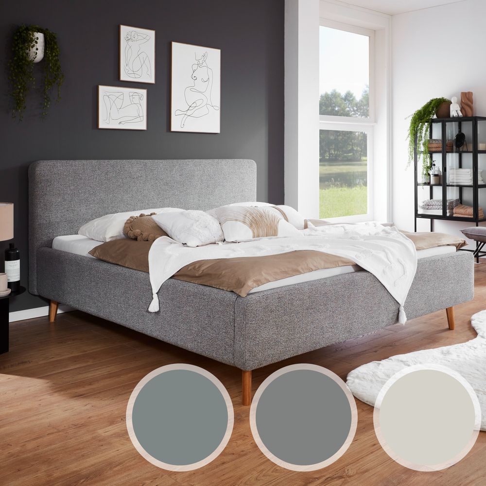 meise.möbel »Mattis« Polsterbett Webstoff mit Bettkasten 160x200 cm / beige / ohne Bettkasten Image