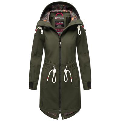 Softshelljacke MARIKOO "Mount Furnica", Damen, Gr. XS, grün (schwarz olive), Obermaterial: 95% Polyester, 5% Elasthan; Futter: 100% Polyester; Wattierung: 100% Polyester; Ärmelfutter: 100% Polyester, Jacken, mit hochschließendem Kragen Image