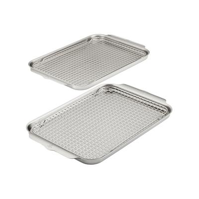 OvenBond 4-Piece Tri-ply Clad Stainless Steel Half Sheet and Rack, Set of 2 - Stainless