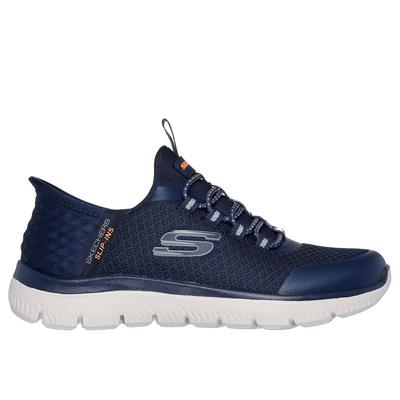 Skechers Boy's Slip-ins: Summits - High Range Sneaker | Size 4.5 | Navy/Orange | Textile/Synthetic | Vegan | Machine Washable