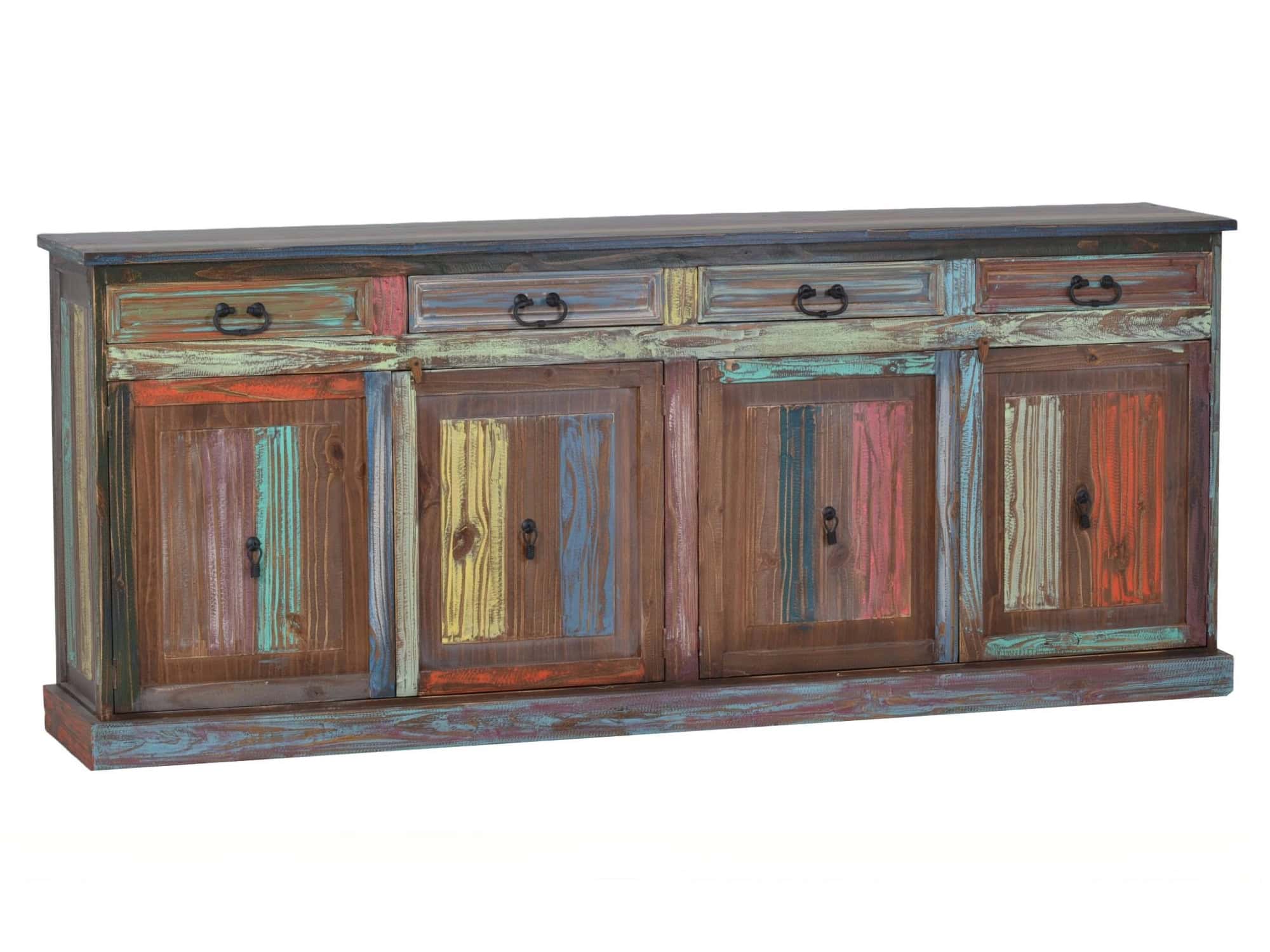 MiaMöbel Sideboard Cancun Massivholz Pinie Shabby Chic Mexiko Möbel Mexikanisch