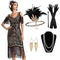 Retro Vintage Goldene Zwanziger 1920er Flapper Kleid Kleid Outfits Der große Gatsby Hochzeitsgast Pailletten Quastenfransen Kostüm Damen Party / Abend Maskerade Hochzeitsempfang Erwachsene Kleid