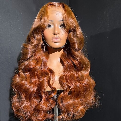 Echthaar 13x4 Spitzenfront Perücke Freier Teil Brasilianisches Haar Lose gewellt Lockere Locken Braun Perücke 130% 150% Haardichte Sanft Leimlos Vorgerupft Für Damen Lang Echthaar Perücken mit Spitze Image