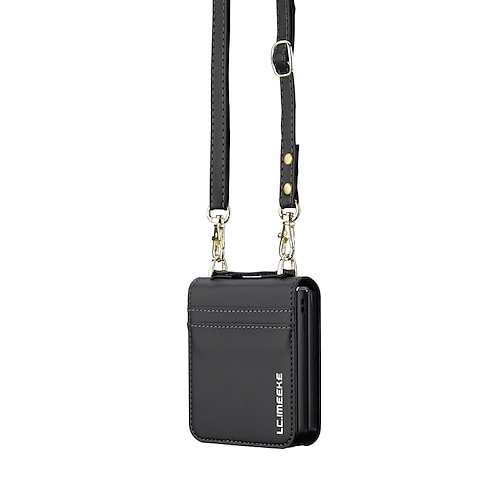 Handy Hülle Handyhüllen Für Samsung Galaxy Z Flip 7 Z Flip 6 Z Flip 5 Z Flip 4 Z Flip 3 Rückseite mit Trageriemen Mit Handgelenkschlaufe Kartenfach TPU Metall PU-Leder Image