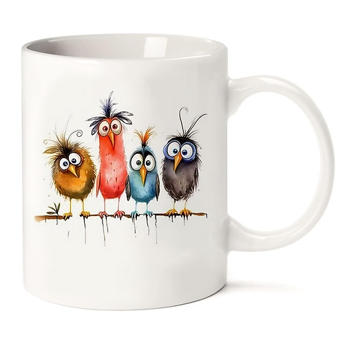 Vogel-Kaffeetasse, 312 ml, Keramiktasse, lustige Tasse, lustige Kaffeetasse für Familie/Freunde/Schwester/Kollegin, originelle Kaffeetasse, Sommer-Winter-Trinkgeschirr, Party-/Geburtstagsgeschenk Image