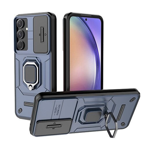 Handy Hülle Handyhüllen Für Samsung Galaxy S26 Ultra Plus S25 S24 S23 Ultra Plus S24 FE A55 5G A35 5G A25 A15 A14 Rückseite Ringhalter Stoßfest Retro TPU PC Metall Image