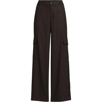 Wide Leg Brushed Twill Cargo Trousers, Women, size: 8, regular, Brown, Viscose/Poly-blend, by Lands' End