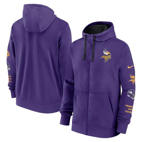 Lila Nike Minnesota Vikings Club Hoodiejacke mit durchgehendem Reißverschluss für Herren