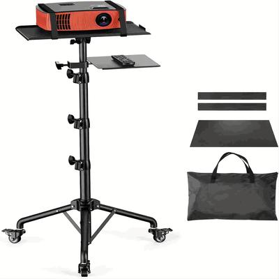 TEMU Rolling Projector And Laptop Tripod Stand With Wheels And Bag, Height Adjustable Stand With Mouse Tray, Ideal For Laptops, Projectors, Dj Equipment, And Sheet Music