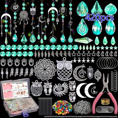 TEMU 420pcs Sun Diy Kit For Adults - Crystal Rainbow Maker With Glass Beads & Tools, Owl Design Window Hanging Craft, No Power Needed - Perfect For Weddings & Holiday Decor