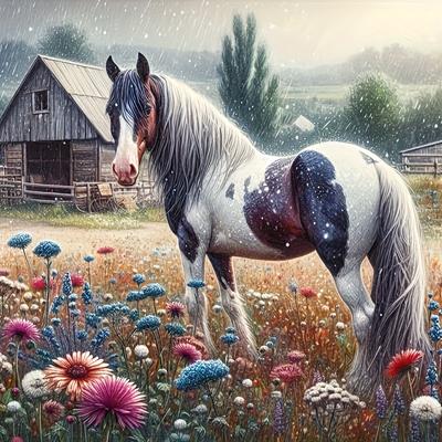 TEMU Diy 5d Diamond Painting Kit - Horse Design, 40x40cm Frameless, Full Drill Round Acrylic Diamonds, Mosaic Craft Embroidery Art For Wall Decor Diamond Painting Accessories Special Shape Diamond Painting