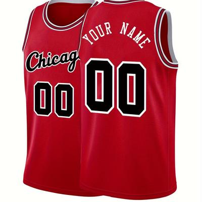 TEMU Custom Men's Basketball Jersey - 100% Polyester, Embroidered, Crew Neck, Slight Stretch, 4 Seasons, Casual & Sports Wear, Loose Fit, Personalizable Name & Number, Adult/teen Sizes S-3xl