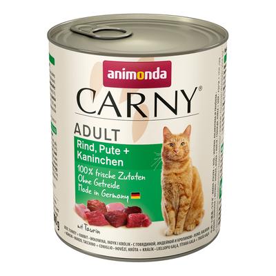 Sparpaket: 24x800g animonda Carny Adult Rind, Pute + Kaninchen Katzenfutter nass