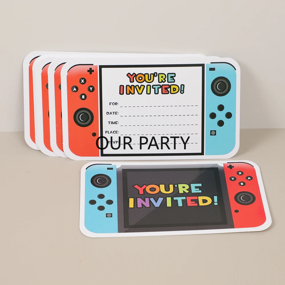 15Pcs/Pack Video Games Console Invitations Cards for Kids Boy Game on Theme Birthday Game Night Party Invitation Decoration