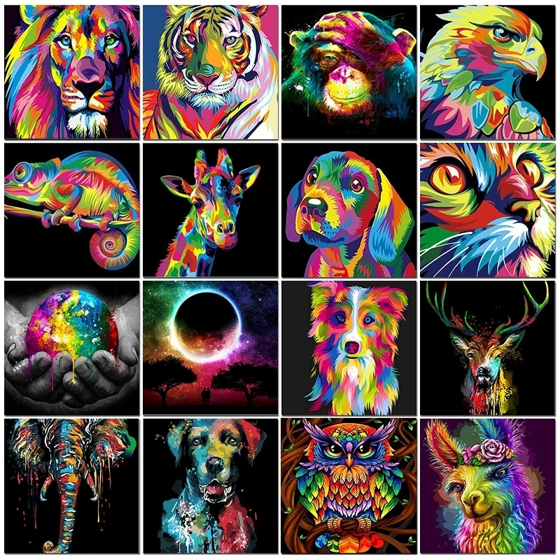 Peinture à l'huile par numéros d'animaux, Kit de peinture à l'huile par numéros sur toile, image de coloriage, cadeau fait à la main pour adultes, cadeau Unique, décoration de maison, bricolage