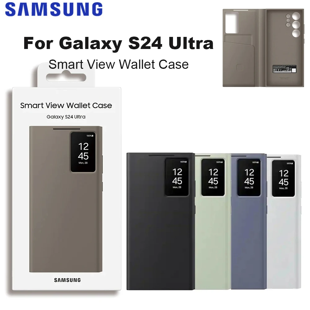 Étui portefeuille pour Smartphone Samsung Galaxy S24 Ultra Smart View, Original, S24Ultra 5G s-view, fente pour carte à rabat, fenêtre de visualisation, couverture de téléphone