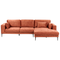 Ecksofa Orange Samtstoff L-förmig 3-Sitzer Sofa Linksseitig mit Losen Kissen Schwarzen Metallfüßen Wohnzimmermöbel Modern Wohnecke Sitzecke