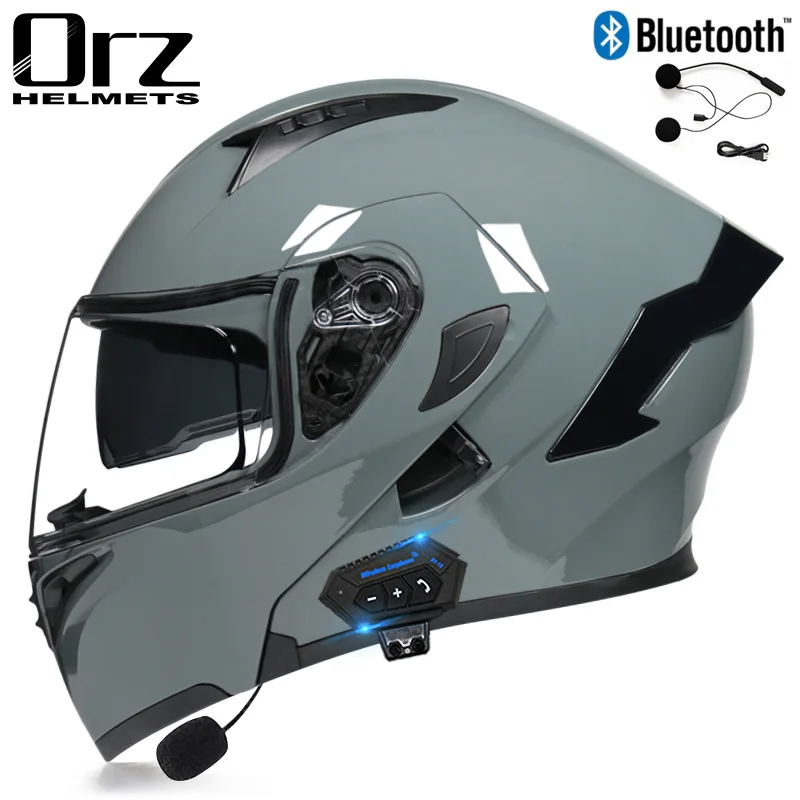 DOT Flip Up Sicherer Motocross Bluetooth Helm Motorrad Modular Dual Lens Motorrad Helm Casco Capacete Casque Moto Image