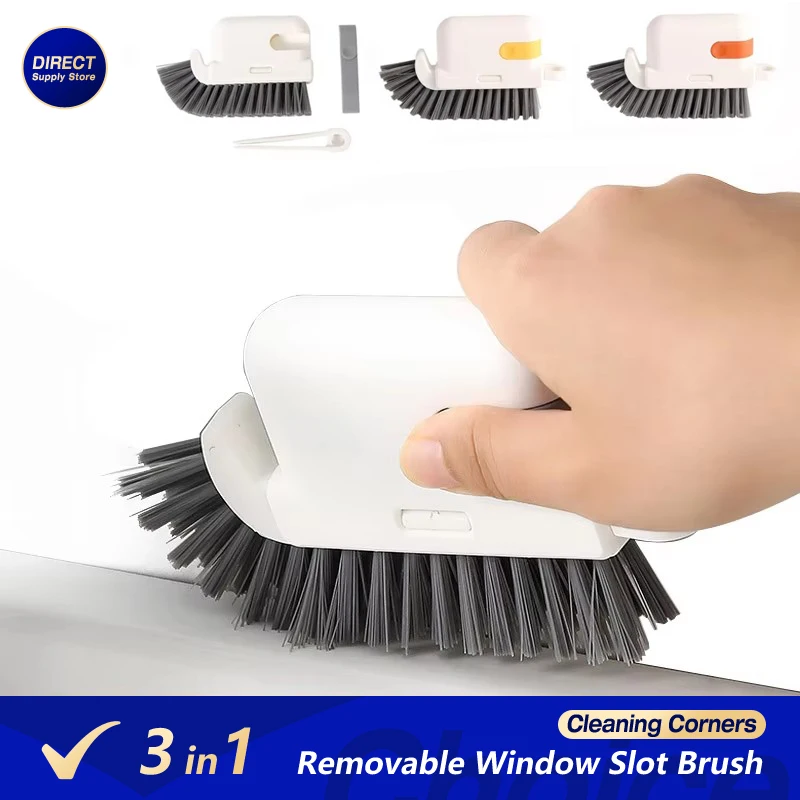 3-in-1 abnehmbare Fensterschlitzbürste Tür Fenster Nut Reinigungsbürste Küchenherd tote Eckenbürste Badezimmer Reinigungsbürste Image