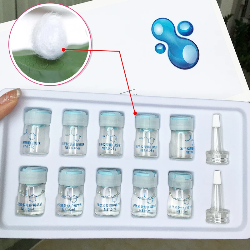 Korea Gesicht hydrolysierte Seide Protein Kollagen Faden Ball Serum Reparatur Haut pflegende Feuchtigkeit verjüngen Lifting feste Hautpflege Image