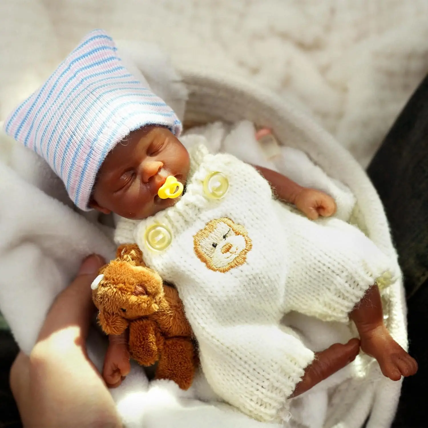 7" Micro Ganzkörper-Silikon-Schwarz Afroamerikaner Junge Jacob Lebensechte Mini-Reborn-Babypuppe für Kinder Weihnachtsgeschenk