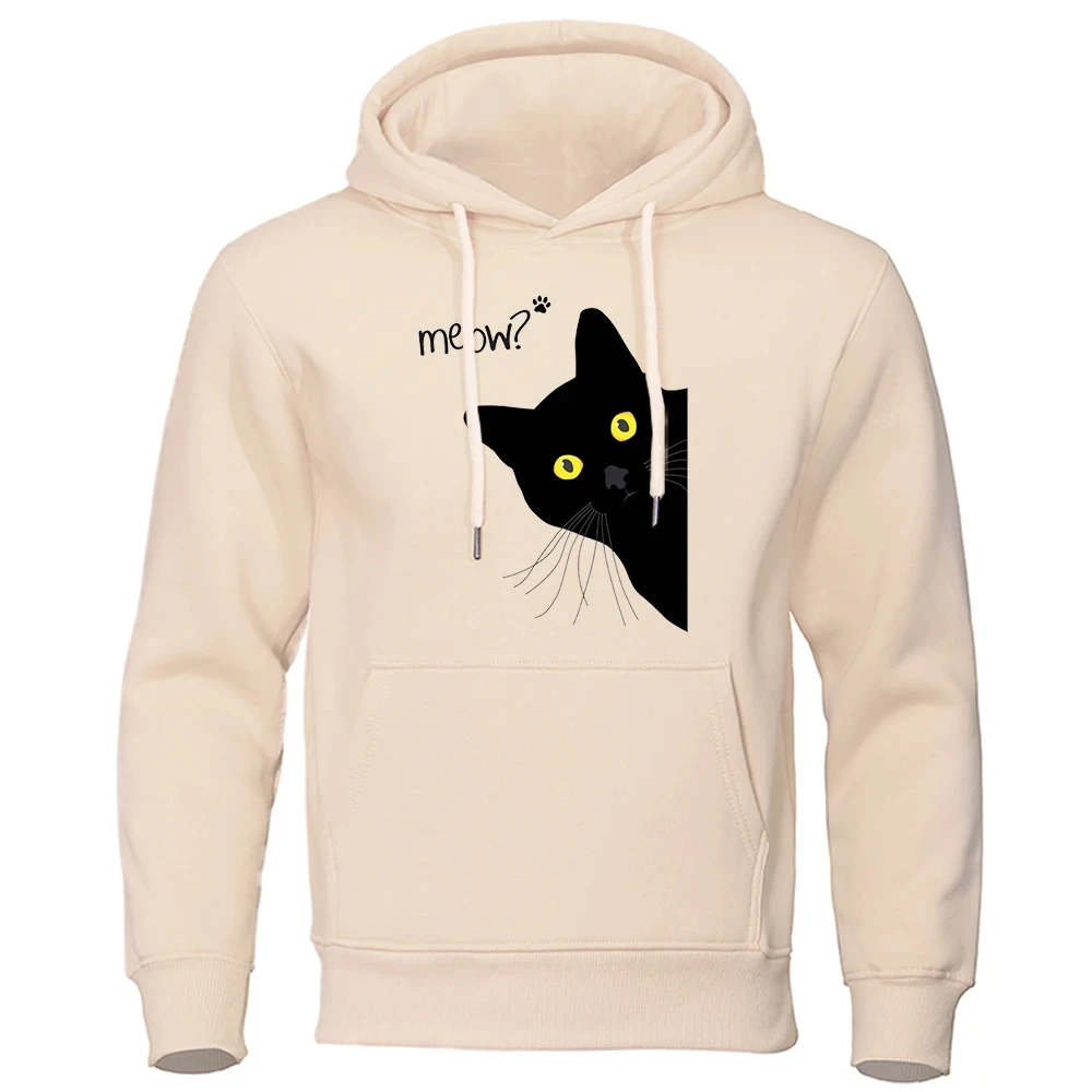 Miau schwarze Katze Hoodies Männer klassische übergroße Rundhals-Hoodie All-Match-Kreativität Trainings anzug Qualität Hip-Hop-Kleidung für Männer Image