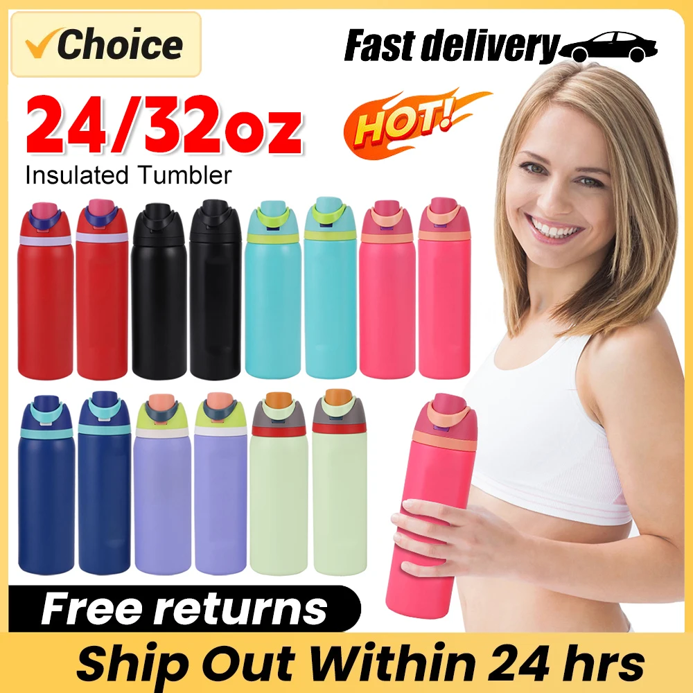 24/32oz Thermoskanne Doppels chicht Edelstahl Raumkessel Vakuum flaschen isolierte Tasse mit Griff Sport Wasser flasche Becher Image