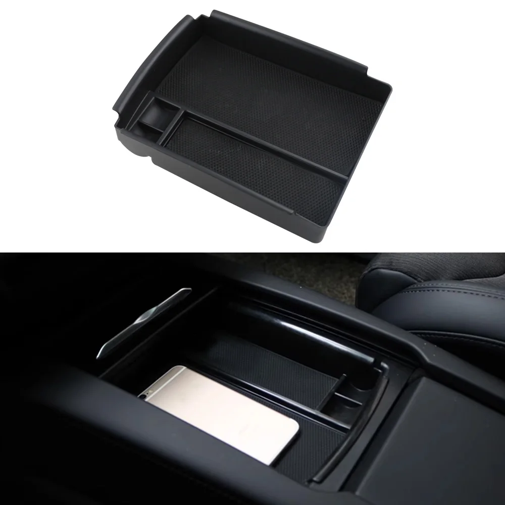 Auto Mittelarmlehne Aufbewahrungsbox Organizer Fach Fall Zubehör für Tesla Model X 2016-2020 für Tesla Model S 2016-2020 Schwarz Image