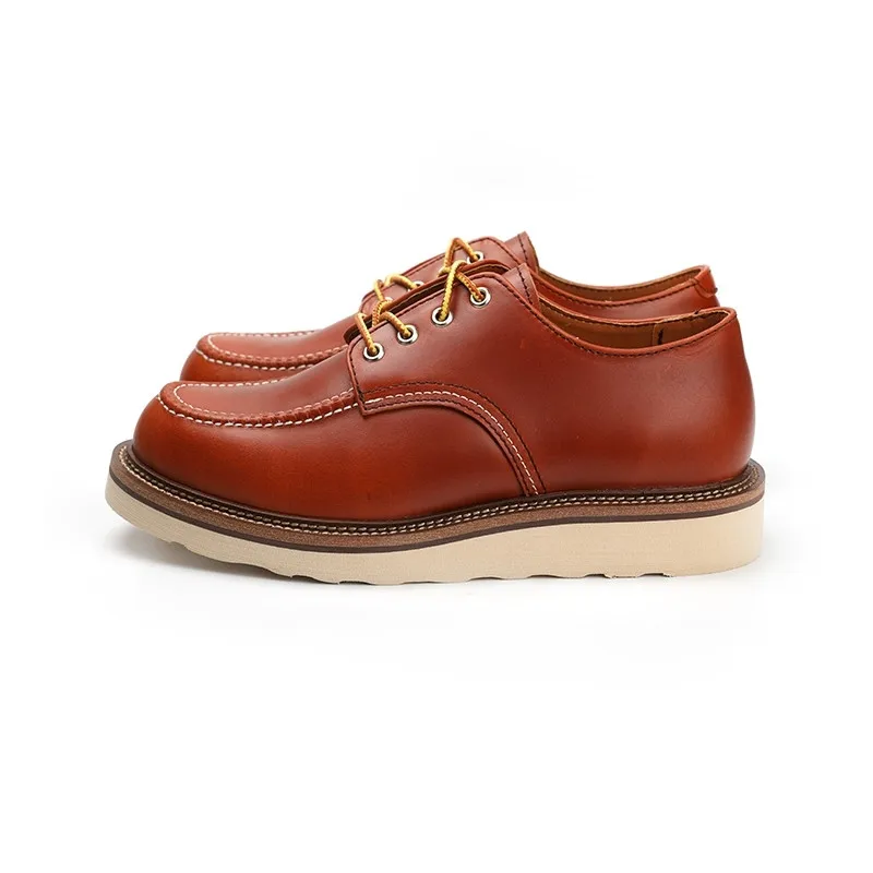 Luxus Marke Vintage Männer Casual Schuhe Handgemachte Hohe Qualität Stiefeletten Kuh Leder Flügel Werkzeug Motorrad Stiefel Rot Herbst